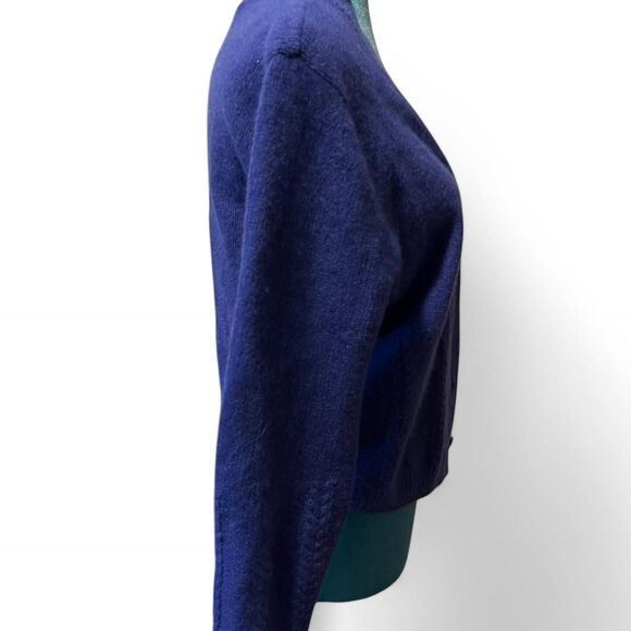 Vintage OBR Deep Blue/Purple Angora Rabbit Hair & Lambswool Cardigan Size Med - Picture 4 of 7